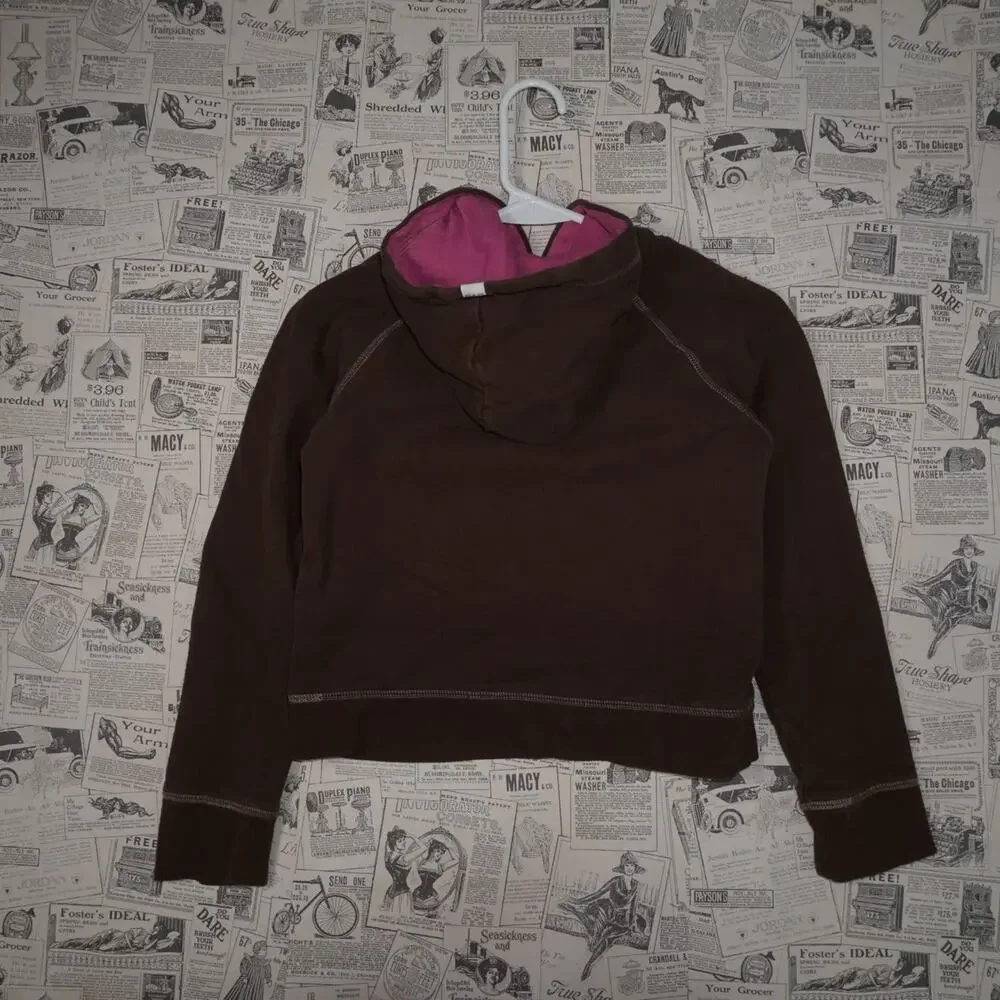 L - Vintage Y2K Gap raw hem rhinestone spellout Hoodie